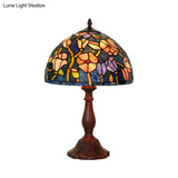 Virginie - 1-Light 1-Light chen Table Lamp Tiffany Bronze Night Light with Flower Stained Glass Shade Bronze