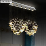 W-Shaped Crystal Ceiling Lamp: Modern 6-Light Stainless Steel Dining Room Flush Mount
