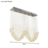 W-Shaped Crystal Ceiling Lamp: Modern 6-Light Stainless Steel Dining Room Flush Mount