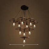 Wagon Wheel Cast Iron Chandelier Pendant Light For Dining Room - Loft Style 10 / Rust