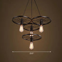 Wagon Wheel Cast Iron Chandelier Pendant Light For Dining Room - Loft Style 4 / Black