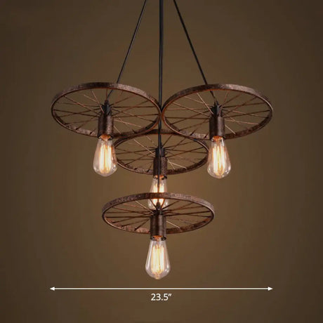 Wagon Wheel Cast Iron Chandelier Pendant Light For Dining Room - Loft Style 4 / Rust