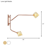 Wall Mounted Iron Rose Gold Reading Light With Branching Design Industrial Fixture - Gem/Ball Glass