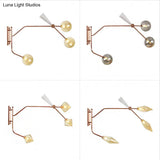 Wall Mounted Iron Rose Gold Reading Light With Branching Design Industrial Fixture - Gem/Ball Glass
