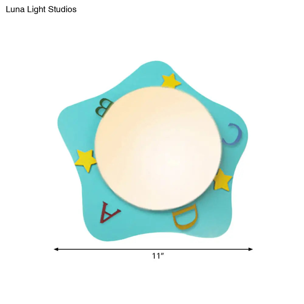 Warm Wood Cartoon Led Wall Sconce For Nursery Or Bedroom