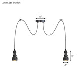 Water Pipe Multi Light Chandelier - Farmhouse-Style Black Iron Swag Led Pendant