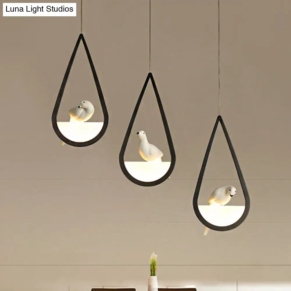 Waterdrop Acrylic Hanging Lamp: 1/2/3 Lights | Black/White Warm/White Light Dining Room Pendant