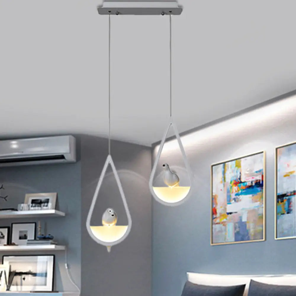 Waterdrop Acrylic Hanging Lamp: 1/2/3 Lights | Black/White Warm/White Light Dining Room Pendant 2 /