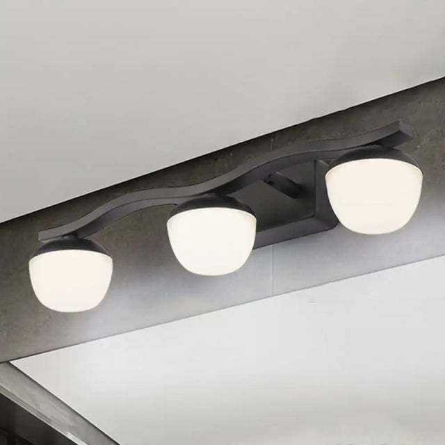 Wave Design Black Acrylic 3-Head Vanity Lamp For Contemporary Bedroom Wall Lighting
