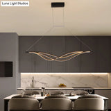 Wave-Shaped Metal Led Island Light Fixture: Minimalist Hanging Lamp For Dining Room
