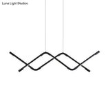 Waved Led Island Dining Room Light In Minimalist Acrylic Design - Black