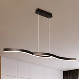 Wavy Acrylic Chandelier Light: Modern Black Led Ceiling Pendant Warm/White Light 39’/41’ W /