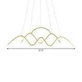 Wavy Island Lighting: Modernist Metallic Gold Ceiling Hang Fixture With Warm/White Light