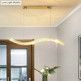 Wavy K9 Crystal Led Pendant Lighting For Dining Room - Simplicity Island Ceiling Light