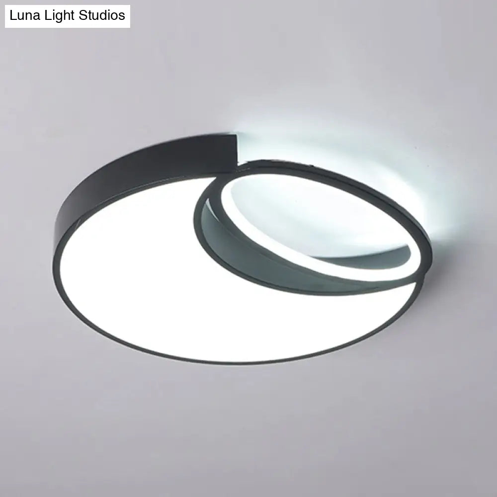 Waxing Moon & Oval Minimalist Led Flush Light - 18’/22’ Wide Acrylic Black Ceiling Flushmount