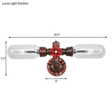 Weathered Copper 2-Light Industrial Sconce With Clear Glass Oval Shade - Wall Lighting Fixture