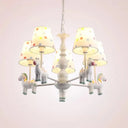 Whimsical Merry-Go-Round Chandelier: Cartoon Metal Hanging Light With 5 Bulbs For Game Room White