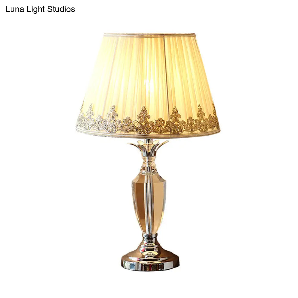 White 12/14 Minimalist Nightstand Lamp With Crystal Accent