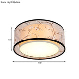 White 16’/19.5’/23.5’ Wide 4 - Light Flush Mount Lamp - Traditional Fabric Drum Shade Ceiling