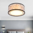 White 16’/19.5’/23.5’ Wide 4 - Light Flush Mount Lamp - Traditional Fabric Drum Shade Ceiling