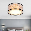 White 16’/19.5’/23.5’ Wide 4 - Light Flush Mount Lamp - Traditional Fabric Drum Shade Ceiling