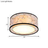 White 16’/19.5’/23.5’ Wide 4 - Light Flush Mount Lamp - Traditional Fabric Drum Shade Ceiling