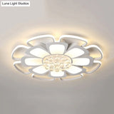White Acrylic Blossom Led Ceiling Light - Crystal Ball Kids Lamp For Nursing Room