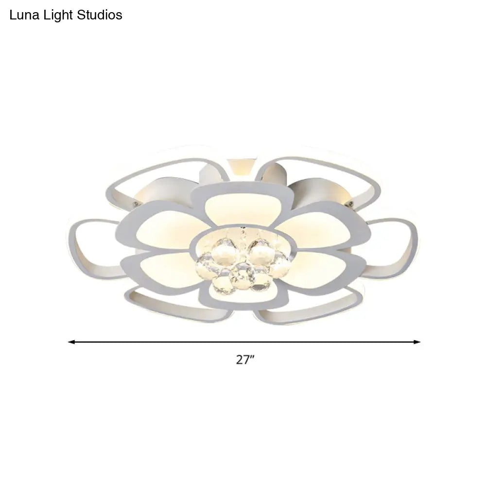 White Acrylic Blossom Led Ceiling Light - Crystal Ball Kids Lamp For Nursing Room