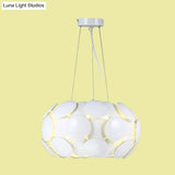 White Acrylic Circle Pendant Chandelier With Drum Design - Modern 3-Light Ceiling Lamp For