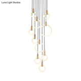 White Acrylic Cluster Pendant Light With 10 Heads - Simple Living Room Ceiling Lamp