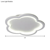White Acrylic Flower Led Flush Mount Ceiling Lamp - Perfect For Kid’s Bedroom