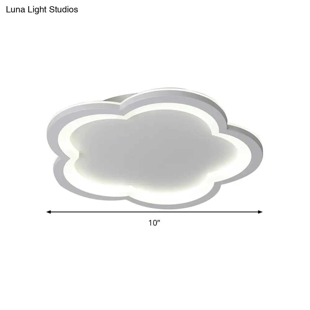 White Acrylic Flower Led Flush Mount Ceiling Lamp - Perfect For Kid’s Bedroom