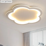 White Acrylic Flower Led Flush Mount Ceiling Lamp - Perfect For Kid’s Bedroom