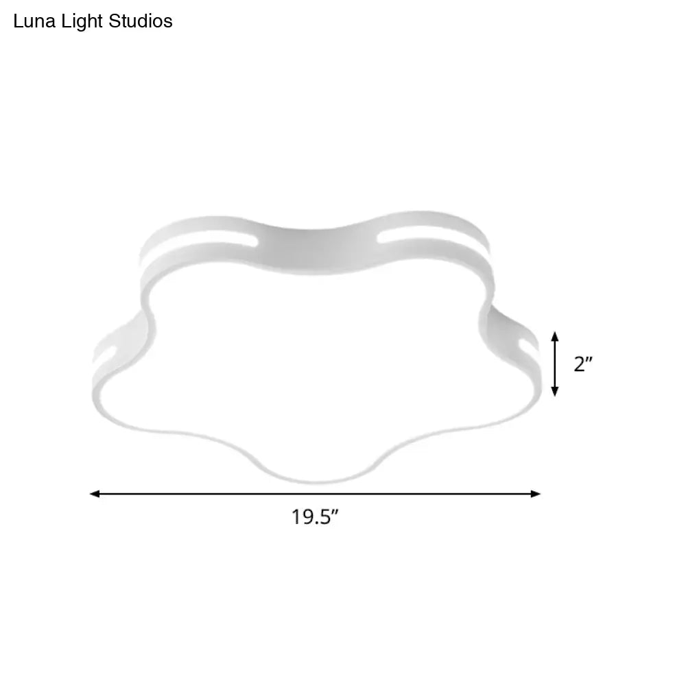 White Acrylic Led Ceiling Flushmount - Minimalist Star Design 19.5’ Wide