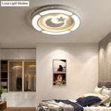 White Acrylic Led Circle Ceiling Mount Light - Modern Bedroom Lamp For Adults And Kids