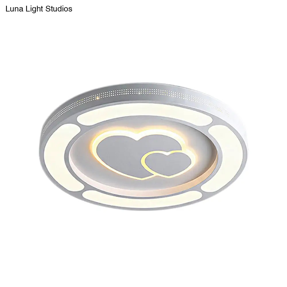 White Acrylic Led Circle Ceiling Mount Light - Modern Bedroom Lamp For Adults And Kids