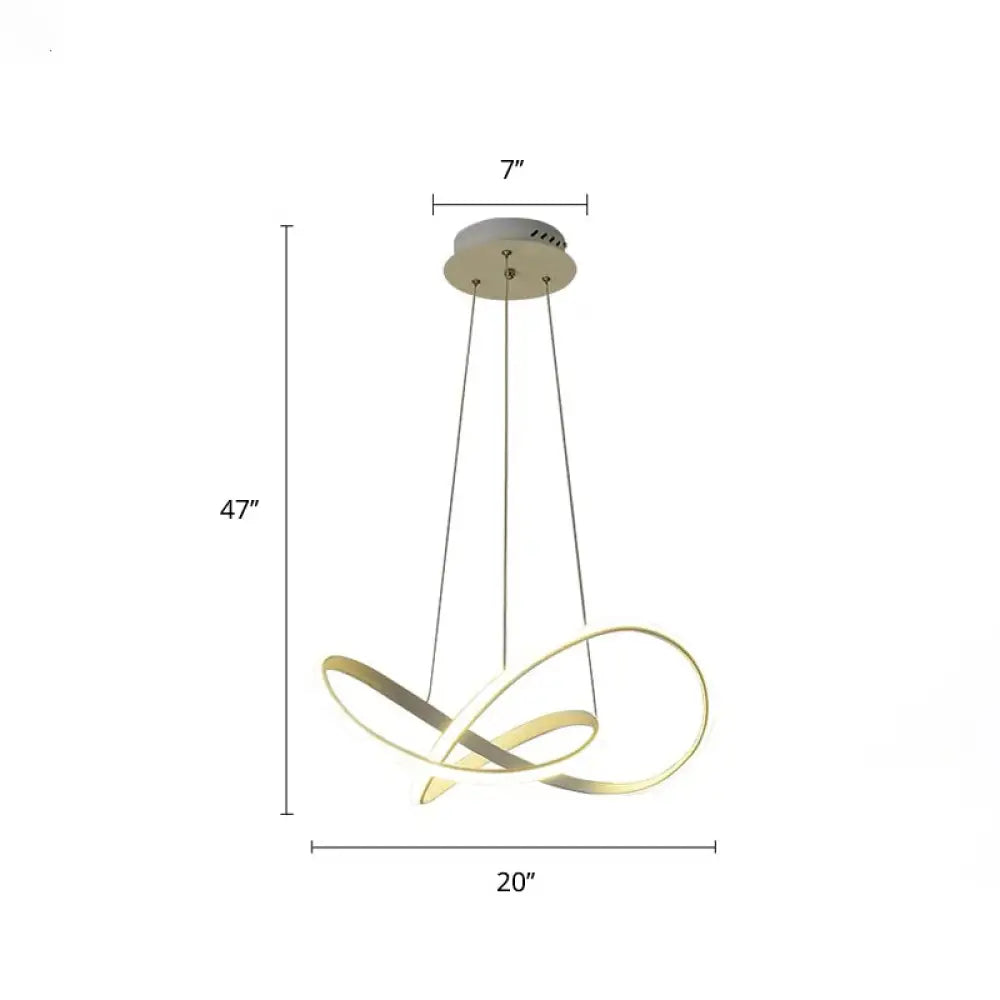 White Acrylic Led Cycle Chandelier Pendant For Dining Room - Decorative Ceiling Light / 20’ Third