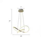 White Acrylic Led Cycle Chandelier Pendant For Dining Room - Decorative Ceiling Light / 20’ Third