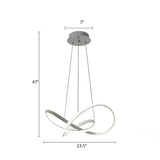 White Acrylic Led Cycle Chandelier Pendant For Dining Room - Decorative Ceiling Light / 23.5’