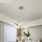 White Acrylic Led Cycle Chandelier Pendant For Dining Room - Decorative Ceiling Light