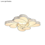 White Acrylic Loving Heart Led Ceiling Flush Light With Crystal Orb - Simple & Elegant For Living