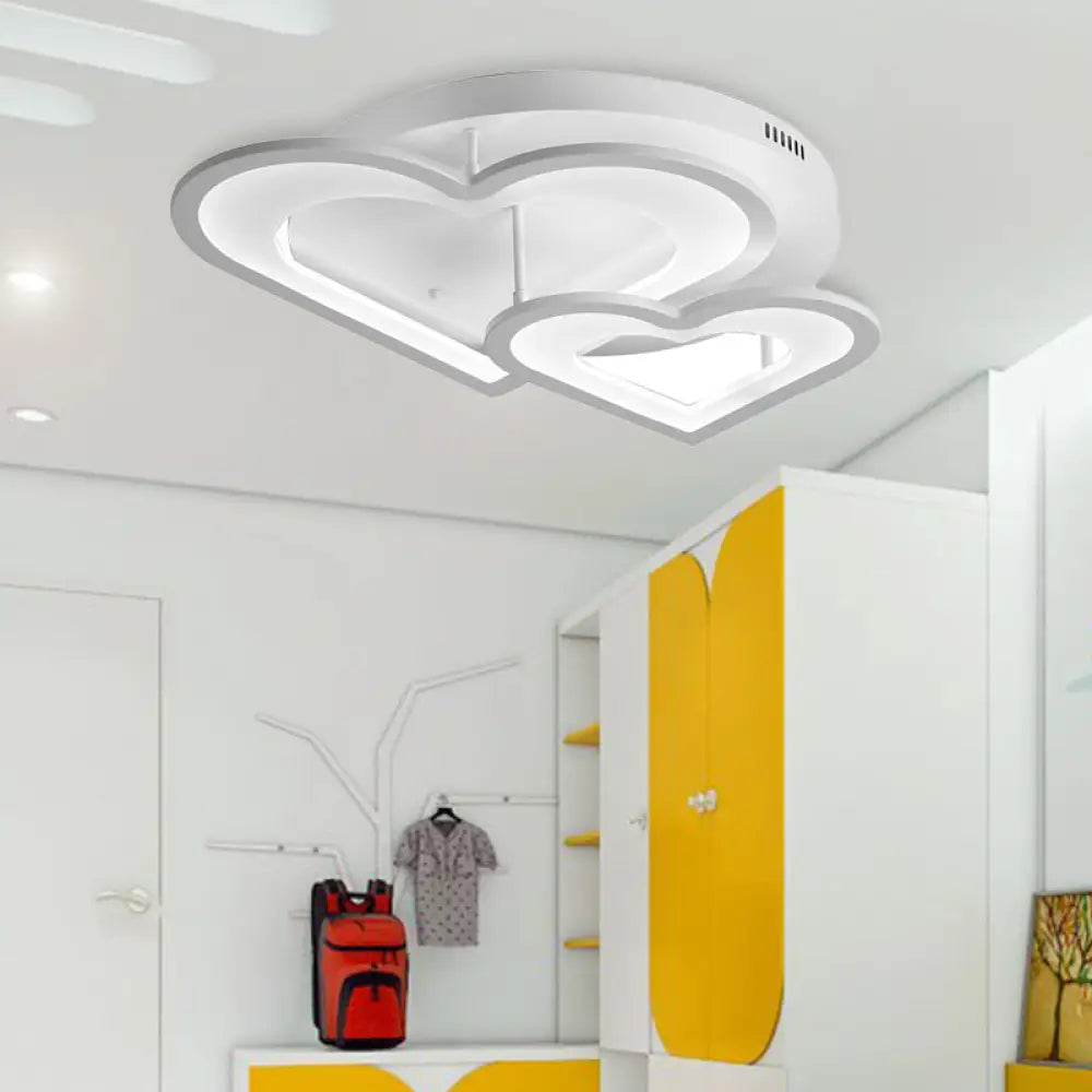 White Acrylic Loving Heart Led Ceiling Mount Light - Modern Dining Room & Hallway Lamp / 19.5’