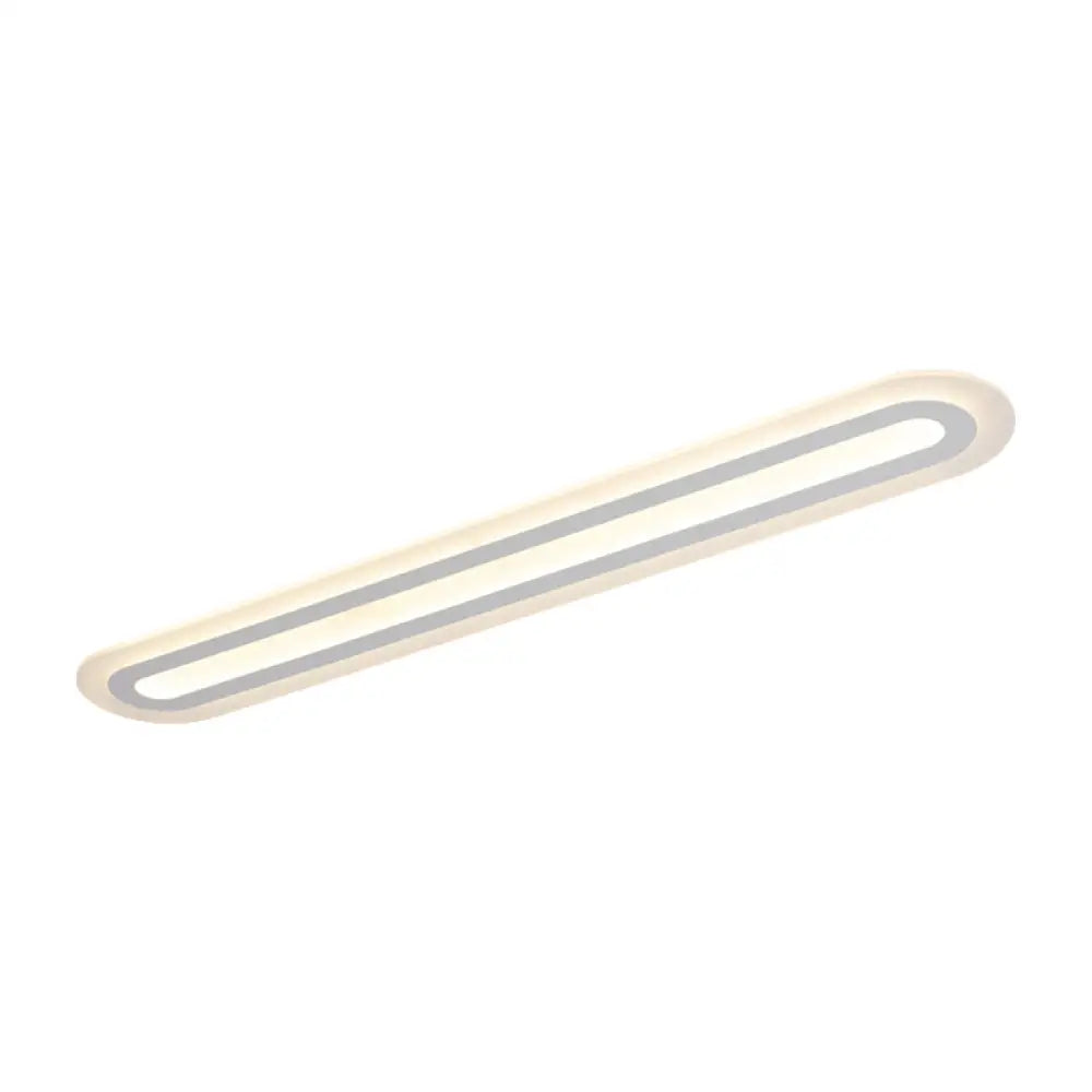 White Acrylic Oval Led Flush Mount Light: Simple Ceiling Lighting For Corridor Warm/White Light