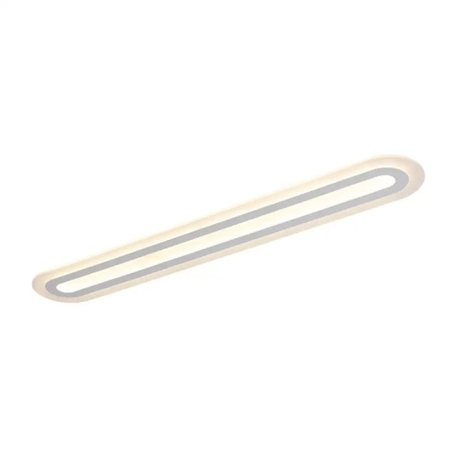 White Acrylic Oval Led Flush Mount Light: Simple Ceiling Lighting For Corridor Warm/White Light