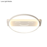 White Acrylic Smiling Face Ceiling Lamp: Contemporary Flush Mount Light For Dining Room