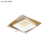 White Acrylic Square Flush Mount Led Ceiling Lamp - Simple Style 16’/19.5’ Wide