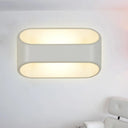 White Aluminum Led Bathroom Wall Sconce - Contemporary Rectangular Style