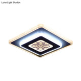 White And Black Rhombus Corridor Light With Grid Pattern Led Flush Mount