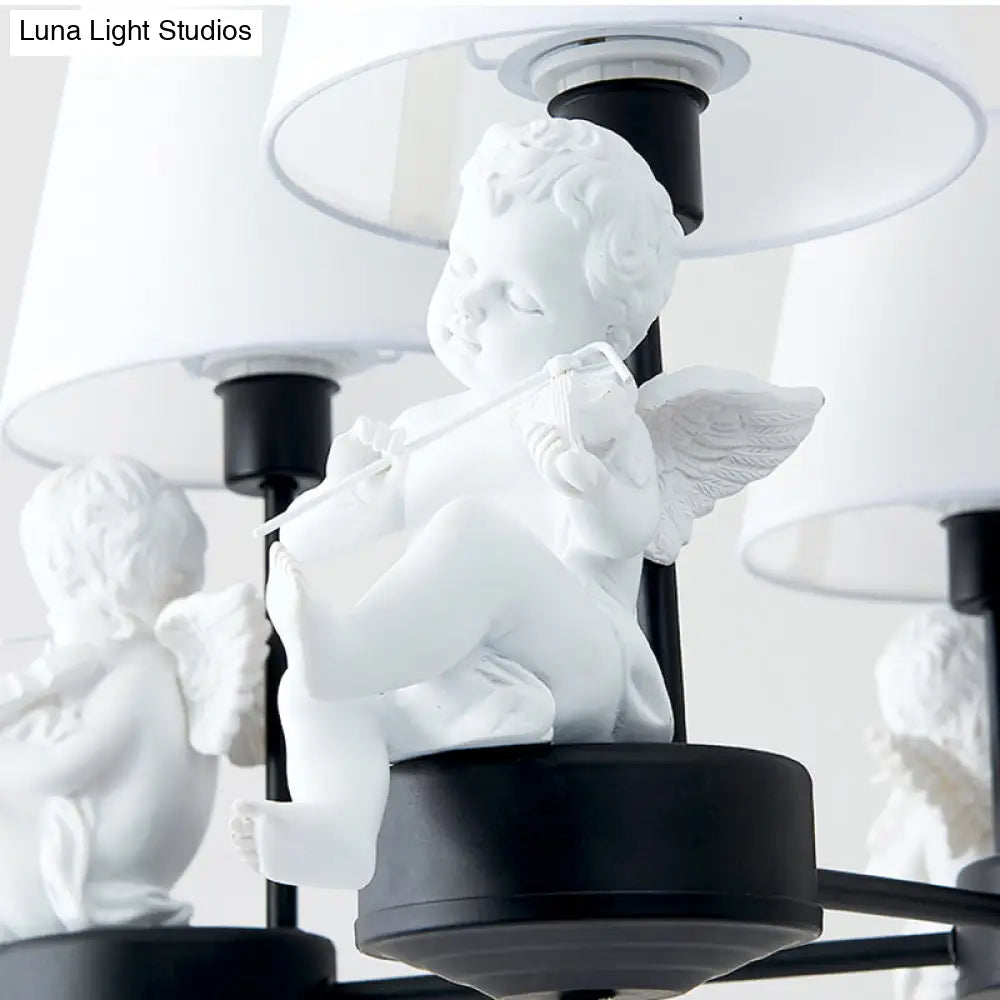 White Angel Ceiling Lamp: Simple Fabric Pendant Light For Living Room