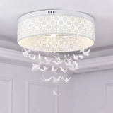 White Angel/Crystal Bead Flush Mount Led Bedroom Light - Simple Metal Design Multiple Sizes